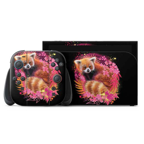 Red Panda with Flowers by Sheena Pike Nintendo Skins